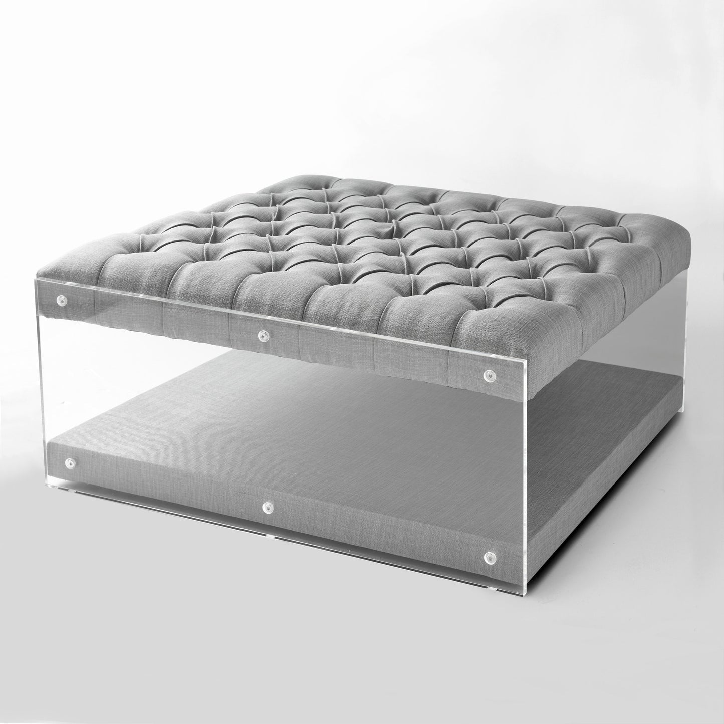 36" Gray Velvet Storage Ottoman