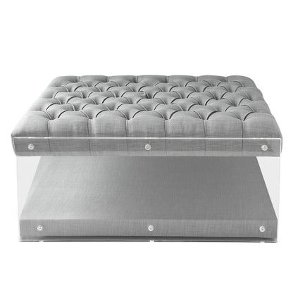 36" Gray Velvet Storage Ottoman