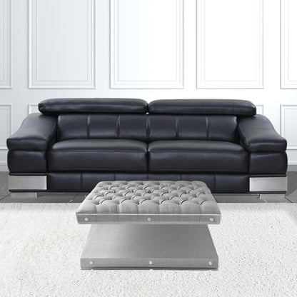 36" Gray Velvet Storage Ottoman