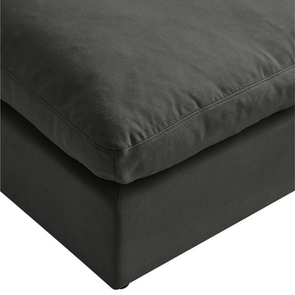 36" Gray Linen And Black Ottoman