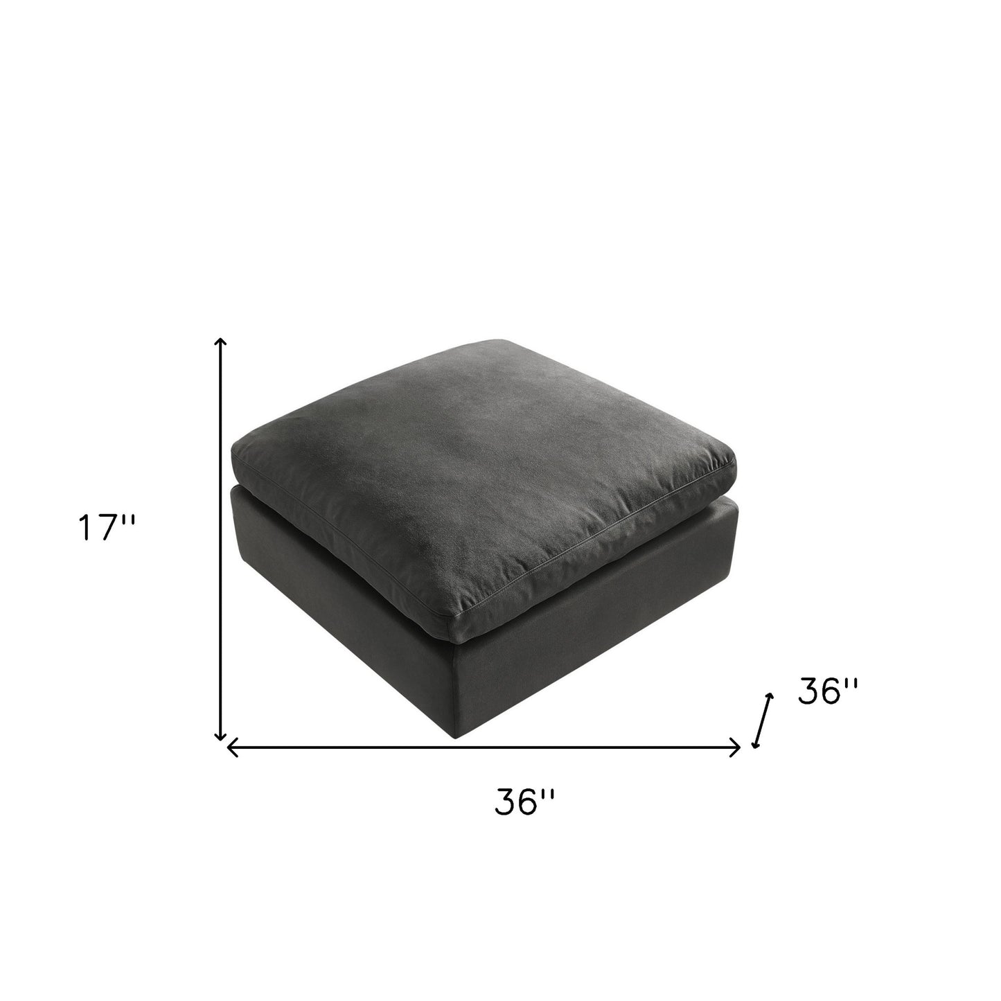 36" Gray Linen And Black Ottoman