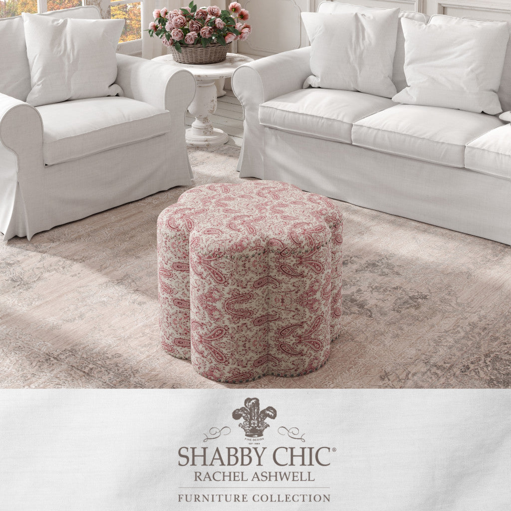 25" Ivory Linen Specialty Ottoman