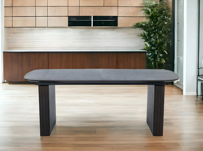 114" Brown Wood Self-Storing Leaf Double Pedestal Base Extendable Dining Table