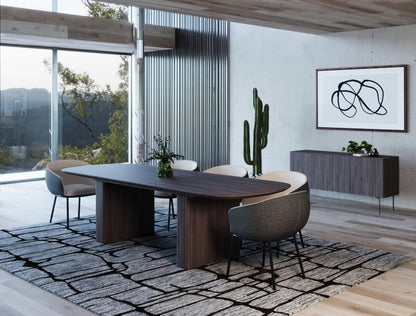 114" Smoked Rectangular Manufactured Wood Self-Storing Leaf Dining Table
