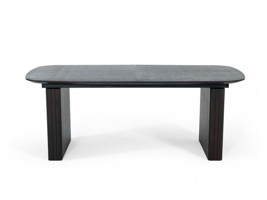 114" Brown Wood Self-Storing Leaf Double Pedestal Base Extendable Dining Table