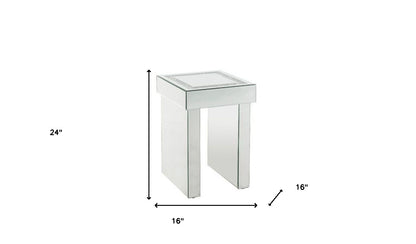 24" Silver Glass Square End Table