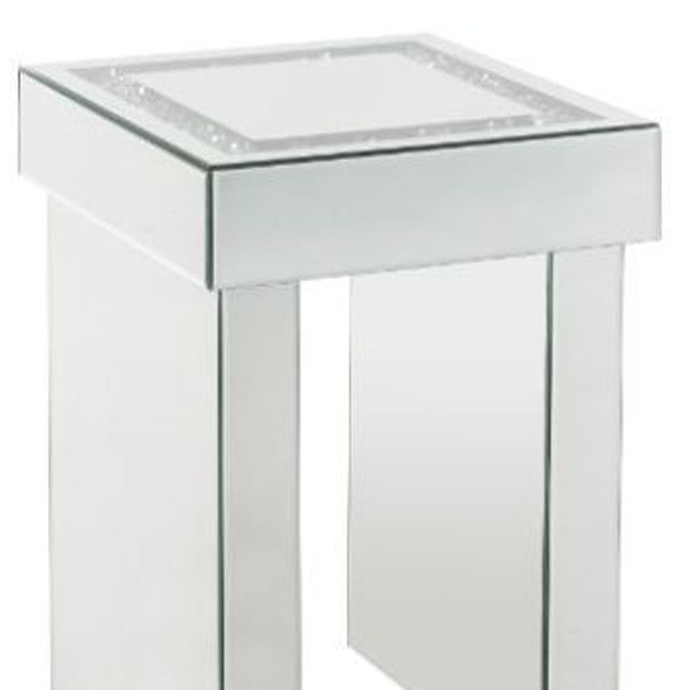 24" Silver Glass Square End Table