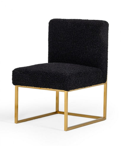 Set of Two 23" Black And Gold Upholstered Parsons Chair