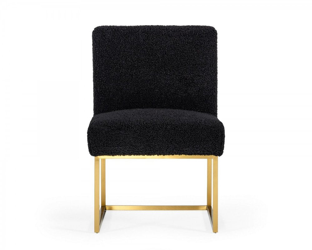 Set of Two 23" Black And Gold Upholstered Parsons Chair