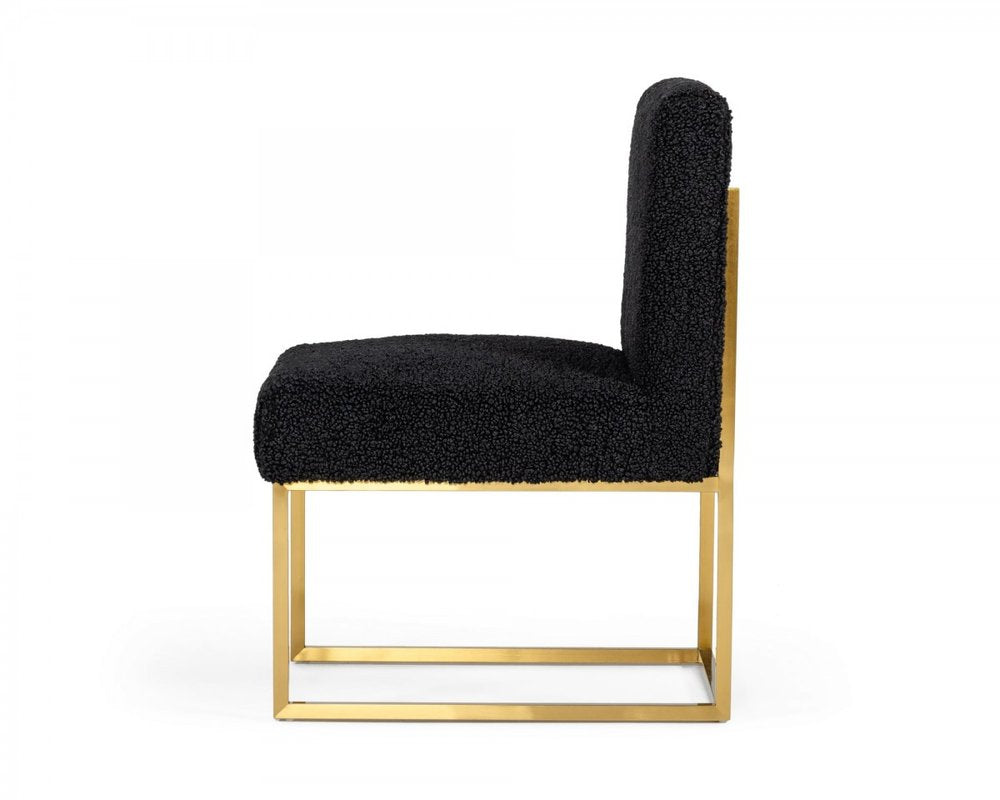 Set of Two 23" Black And Gold Upholstered Parsons Chair