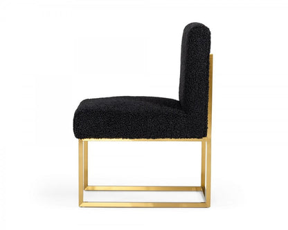 Set of Two 23" Black And Gold Upholstered Parsons Chair