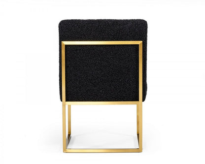 Set of Two 23" Black And Gold Upholstered Parsons Chair