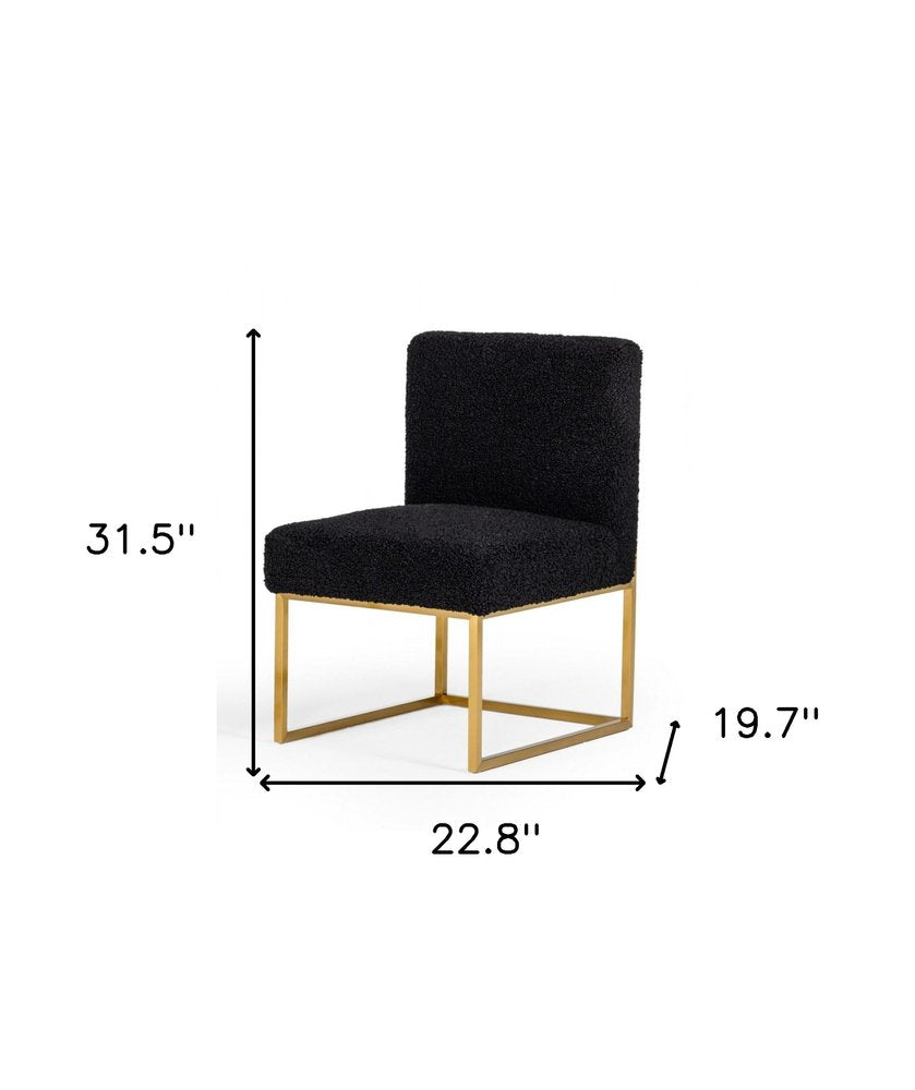 Set of Two 23" Black And Gold Upholstered Parsons Chair