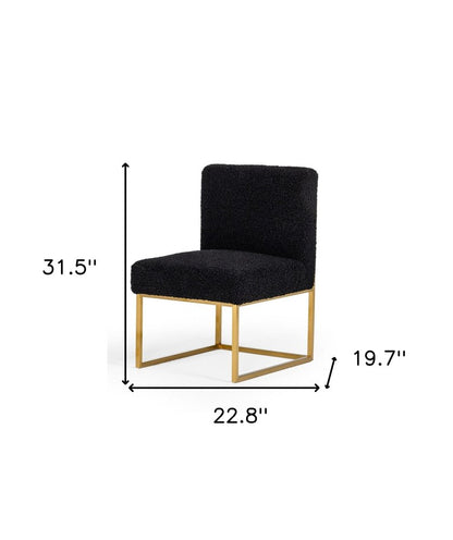 Set of Two 23" Black And Gold Upholstered Parsons Chair