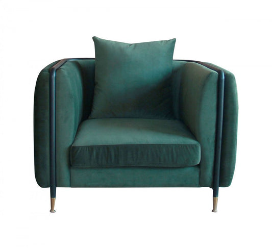 32" Green And Black Velvet Arm Chair