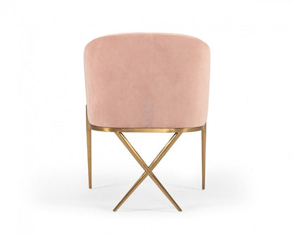 25" Pink And Gold Velvet Arm Chair