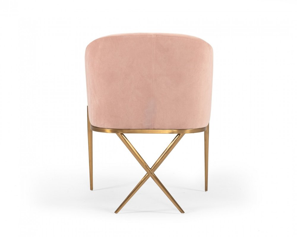 25" Pink And Gold Velvet Arm Chair