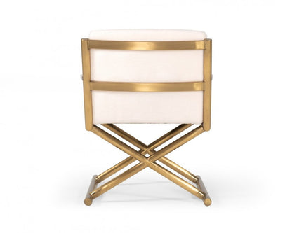27" White And Gold Sherpa Arm Chair