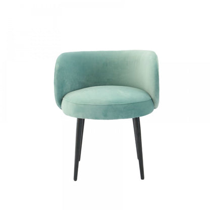 24" Teal Blue And Black Velvet Arm Chair