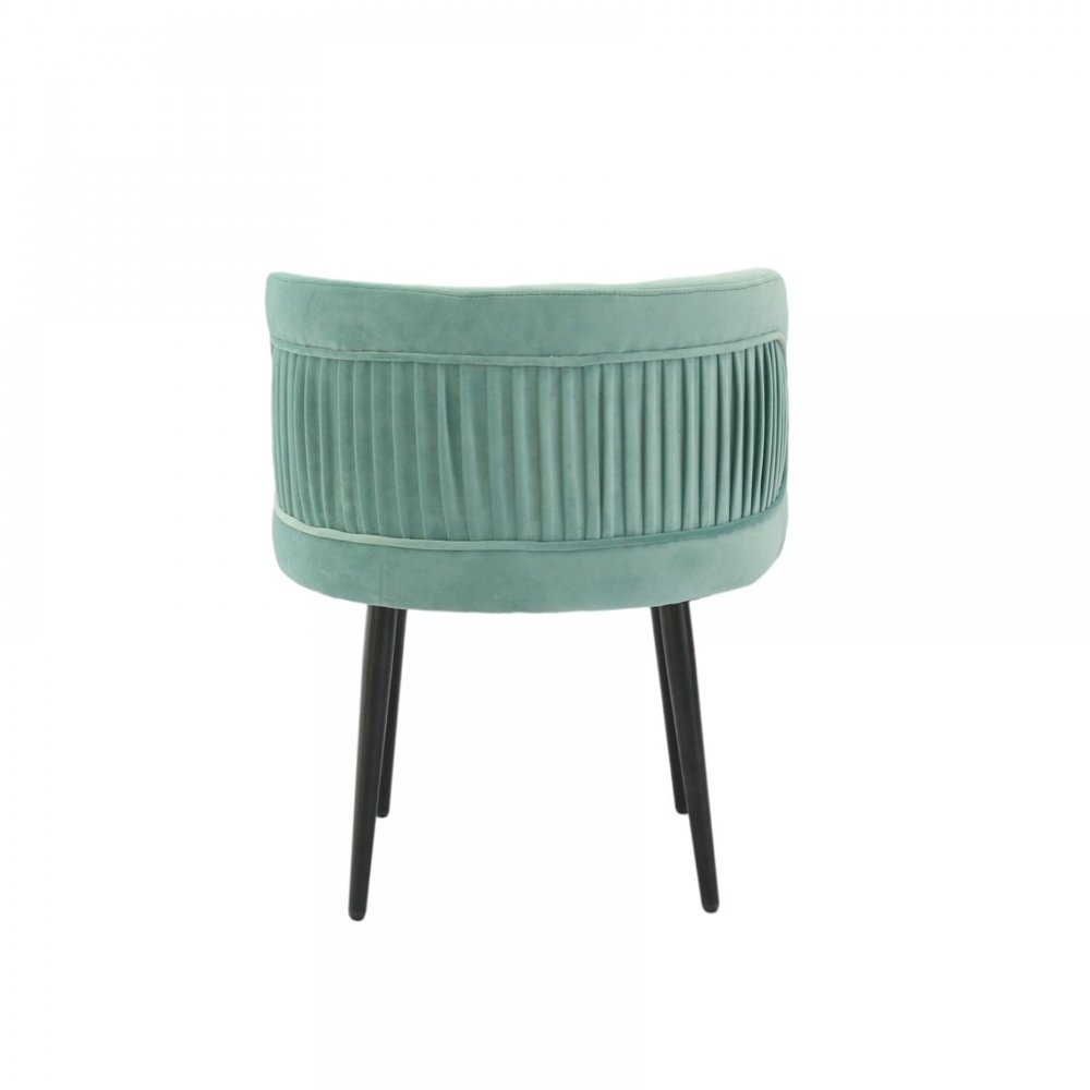 24" Teal Blue And Black Velvet Arm Chair