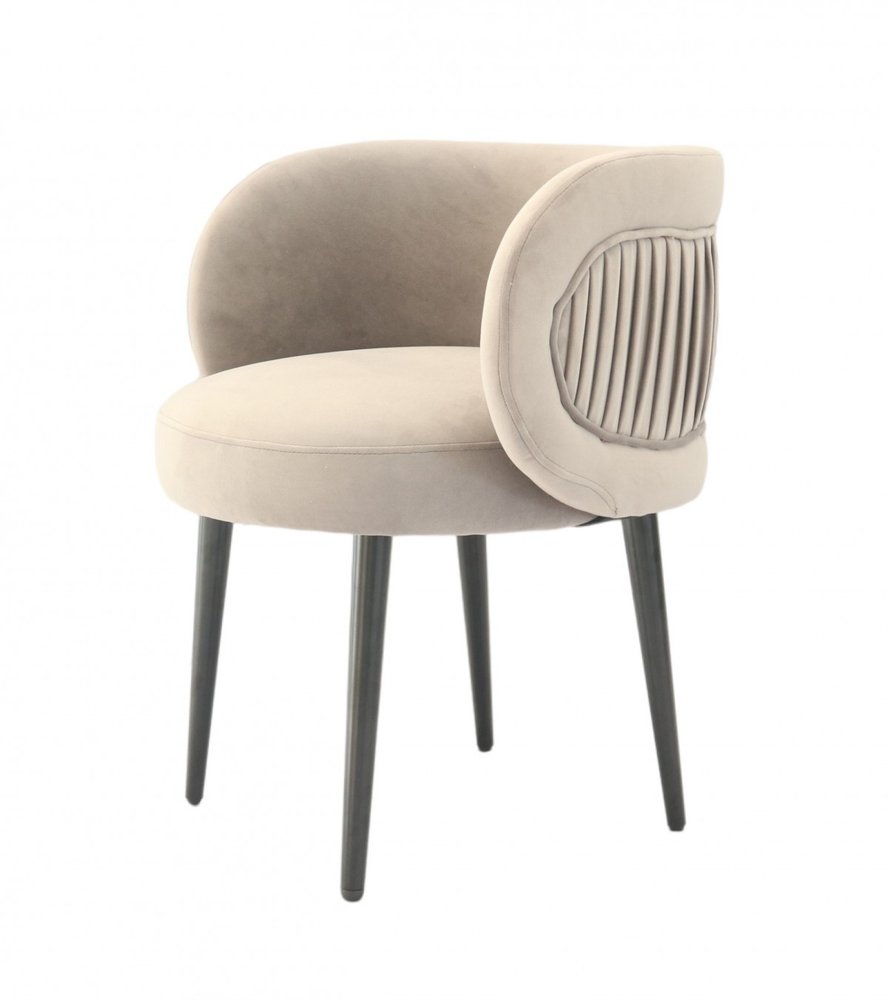 24" Gray And Black Velvet Arm Chair