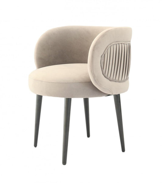 24" Gray And Black Velvet Arm Chair