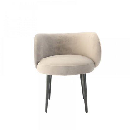 24" Gray And Black Velvet Arm Chair