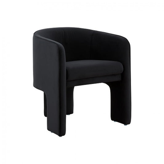 24" Black Velvet Barrel Chair