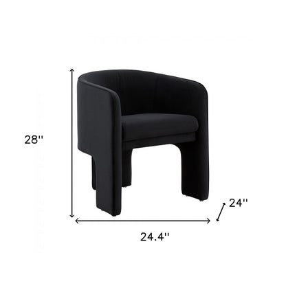 24" Black Velvet Barrel Chair