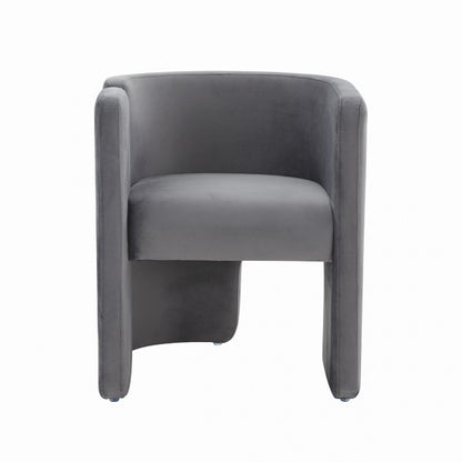 24" Grey Velvet Asymmetrical Base Arm Chair