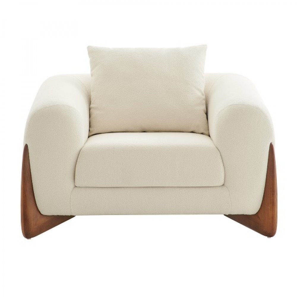 45" Cream And Brown Sherpa Arm Chair