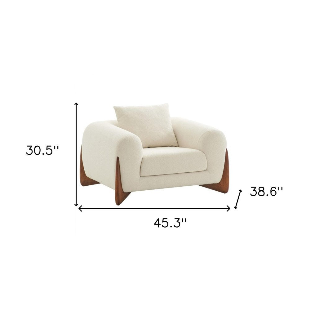 45" Cream And Brown Sherpa Arm Chair