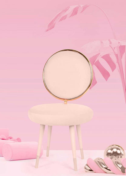 Set of Two 21" Pink And Gold Velvet Side Chair