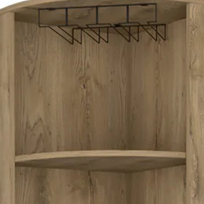 18" Natural Corner Bar Cabinet With Eleven Shelves