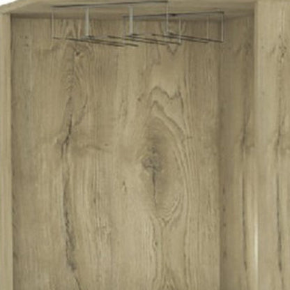 18" Brown and Black and Brown Corner Bar Cabinet With Eleven Shelves