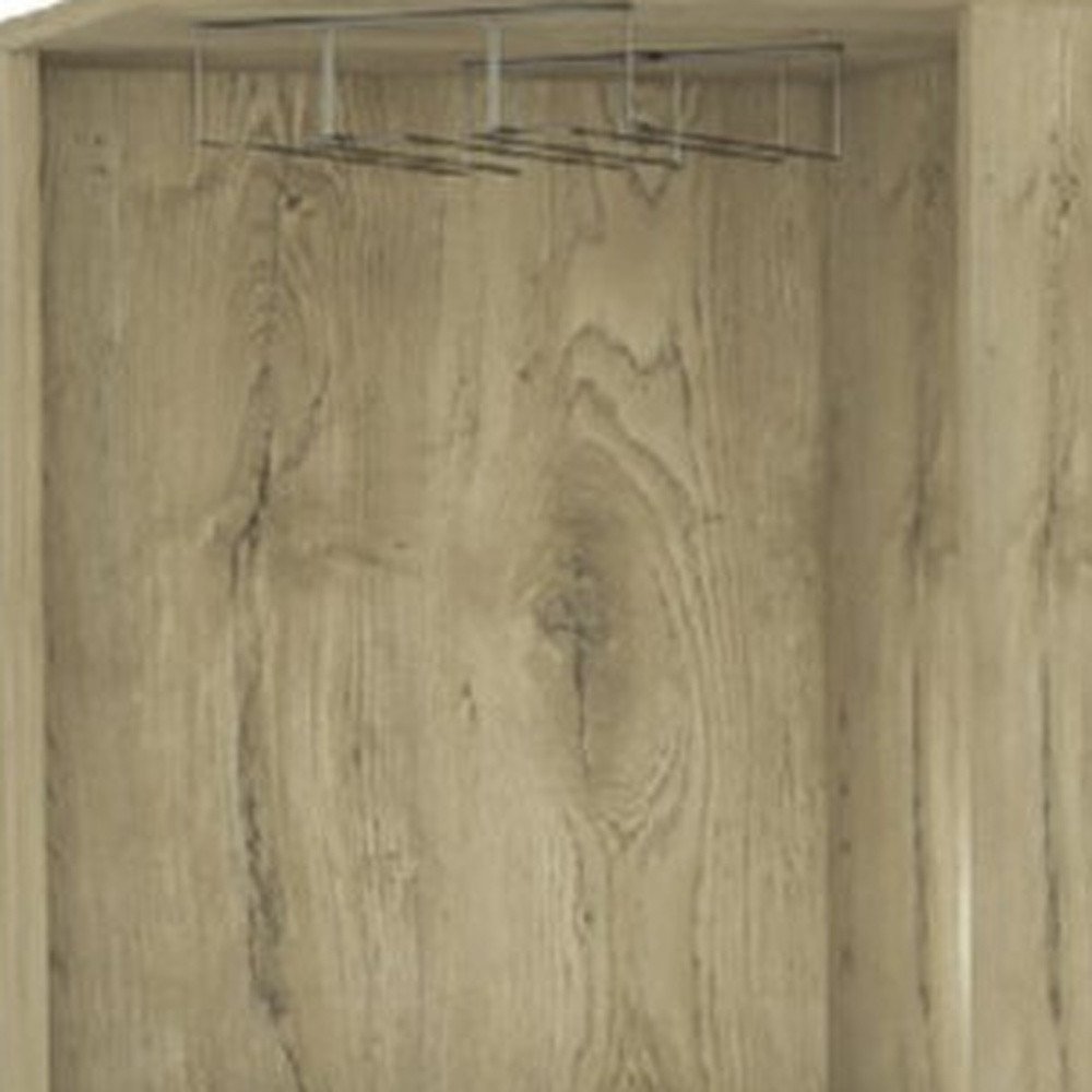 18" Brown and Black and Brown Corner Bar Cabinet With Eleven Shelves