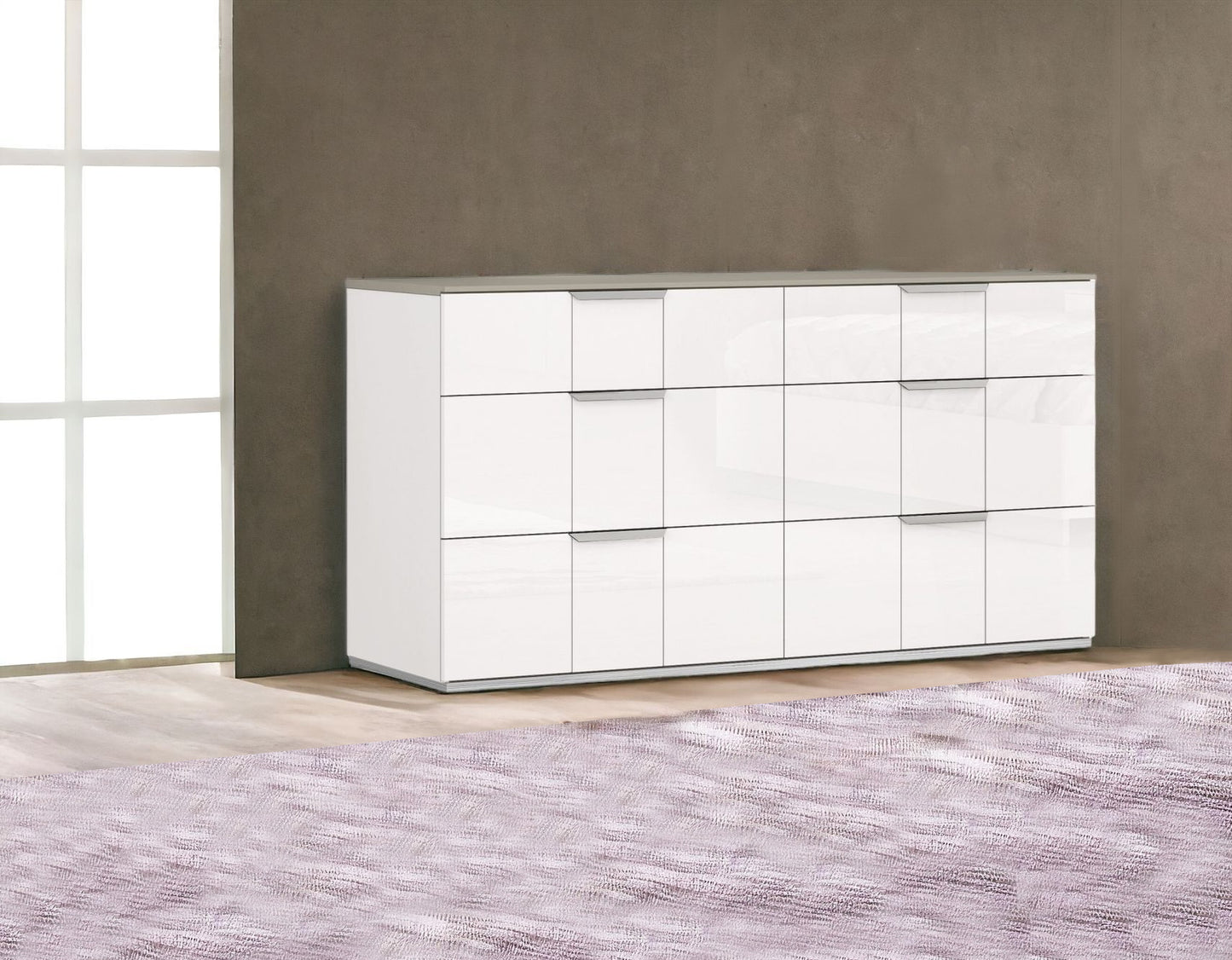 57" White Six Drawer Double Dresser