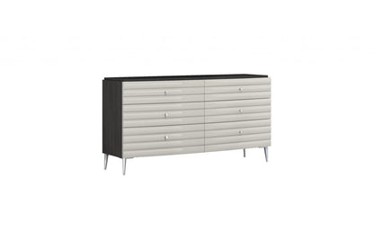 62" Gray Wood Six Drawer Double Dresser