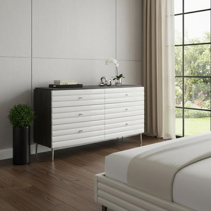 62" Gray Wood Six Drawer Double Dresser