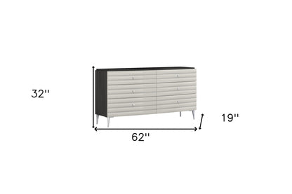 62" Grey Manufactured Wood Six Drawer Double Dresser