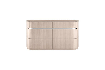 64" Beige Wood Six Drawer Double Dresser