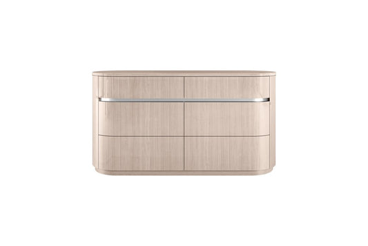 64" Beige Wood Six Drawer Double Dresser