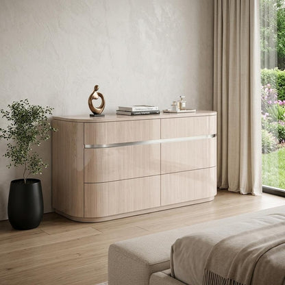 64" Beige Six Drawer Double Dresser