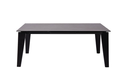 71" Gray And Black Ceramic And Solid Wood Drop Leaf Dining Table