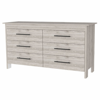 32" Light Gray Wood Six Drawer Double Dresser