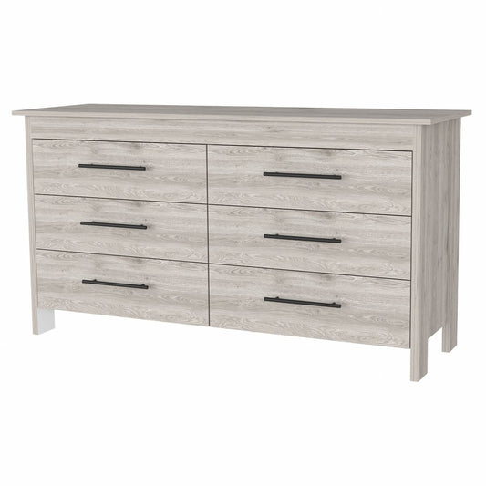 32" Light Gray Wood Six Drawer Double Dresser