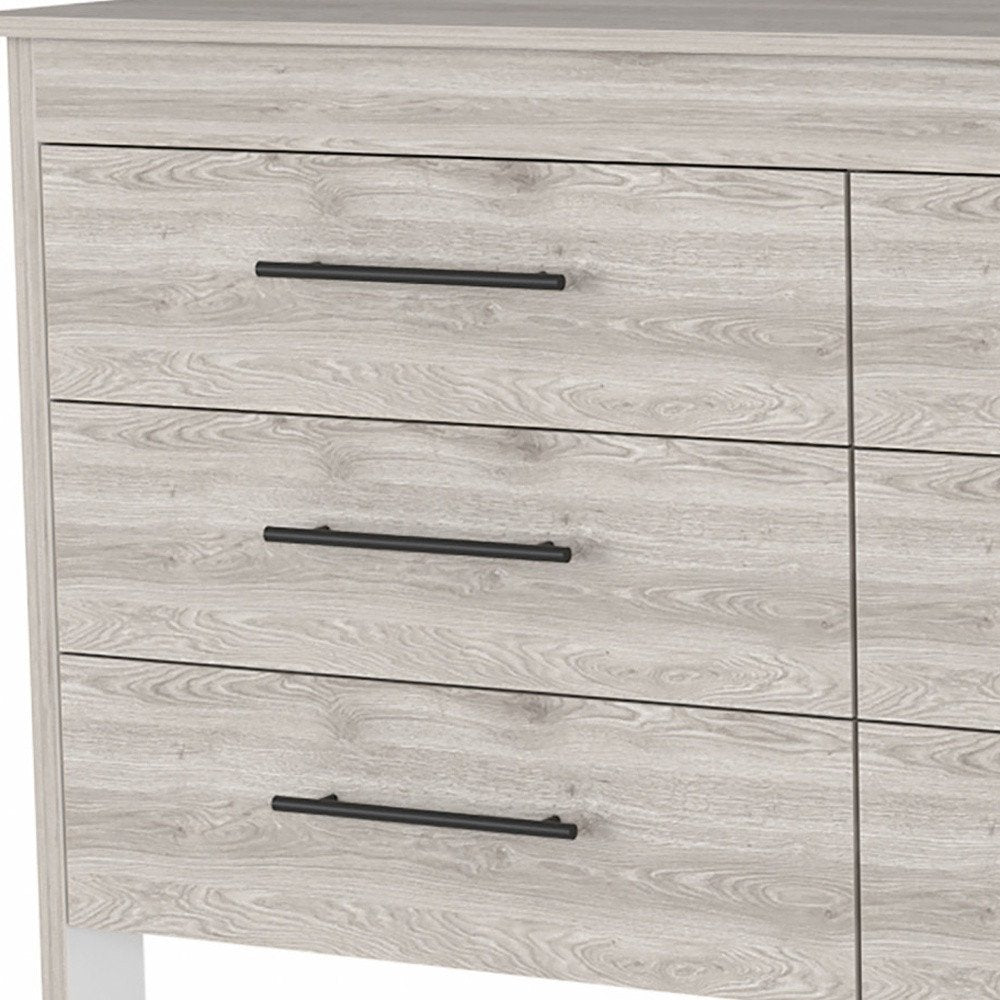 32" Light Gray Wood Six Drawer Double Dresser