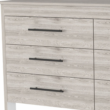 32" Light Gray Wood Six Drawer Double Dresser