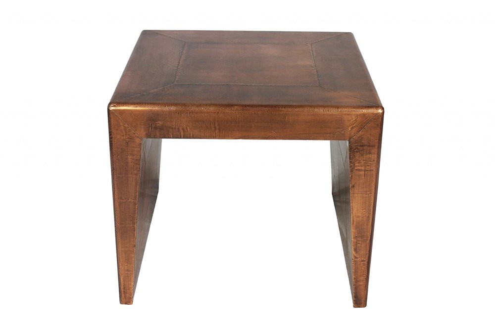 24" Copper Wood and Metal Square End Table