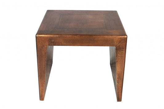 24" Copper Wood and Metal Square End Table